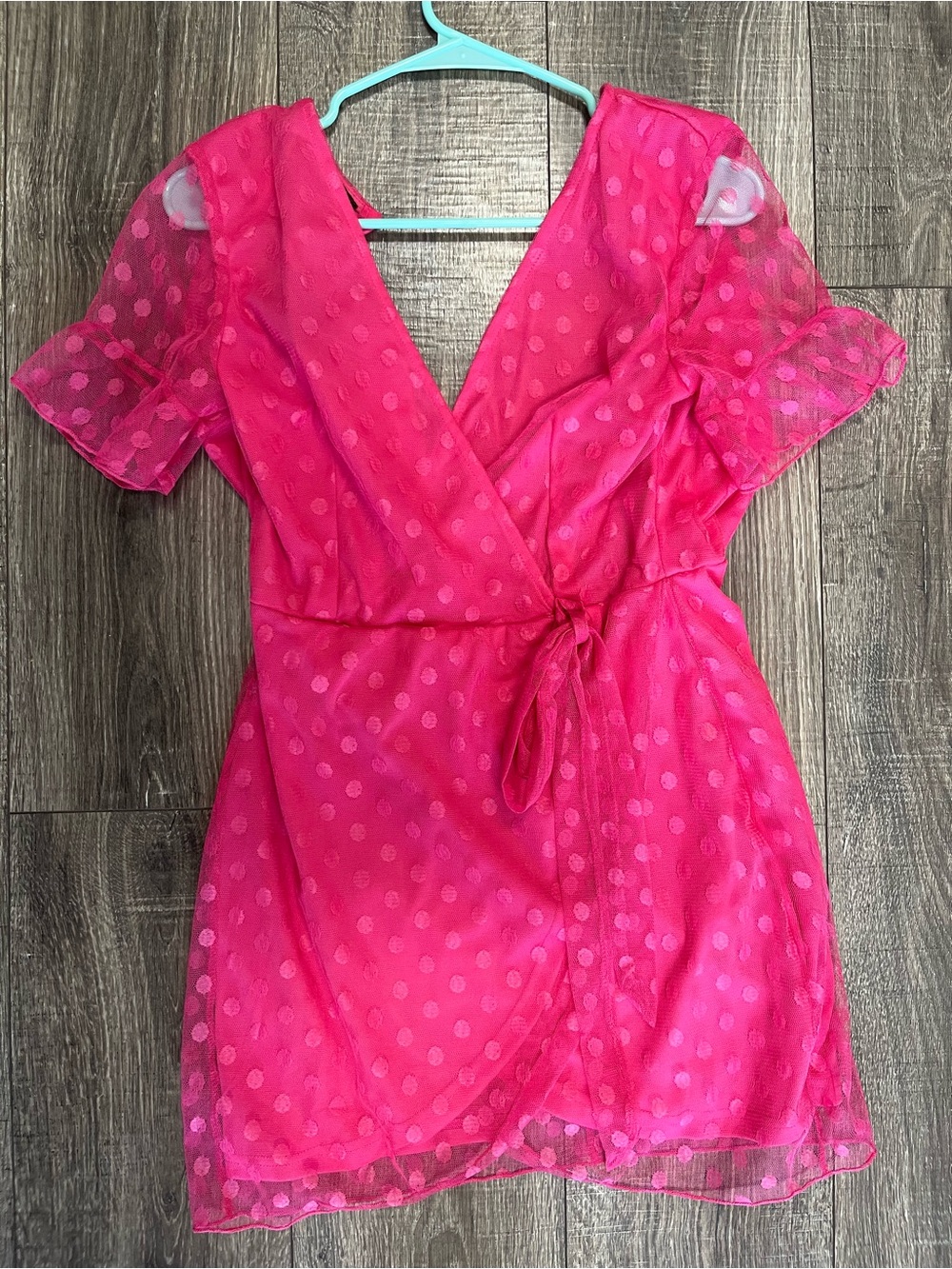 Fuchsia Polka Dot Wrap Dress - Women
